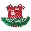Christmas Minnie Dots Baby Bodysuit Green White Dots Pettiskirt & Big Nose Snowman & Reindeer Stocking Print JS4925